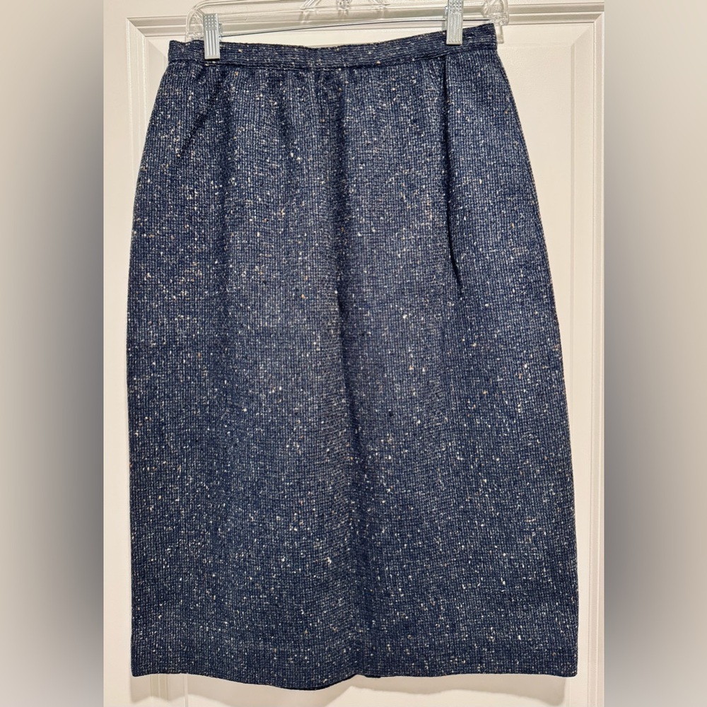 Vintage John Meyer‎ Navy Wool Tweed Pencil Skirt